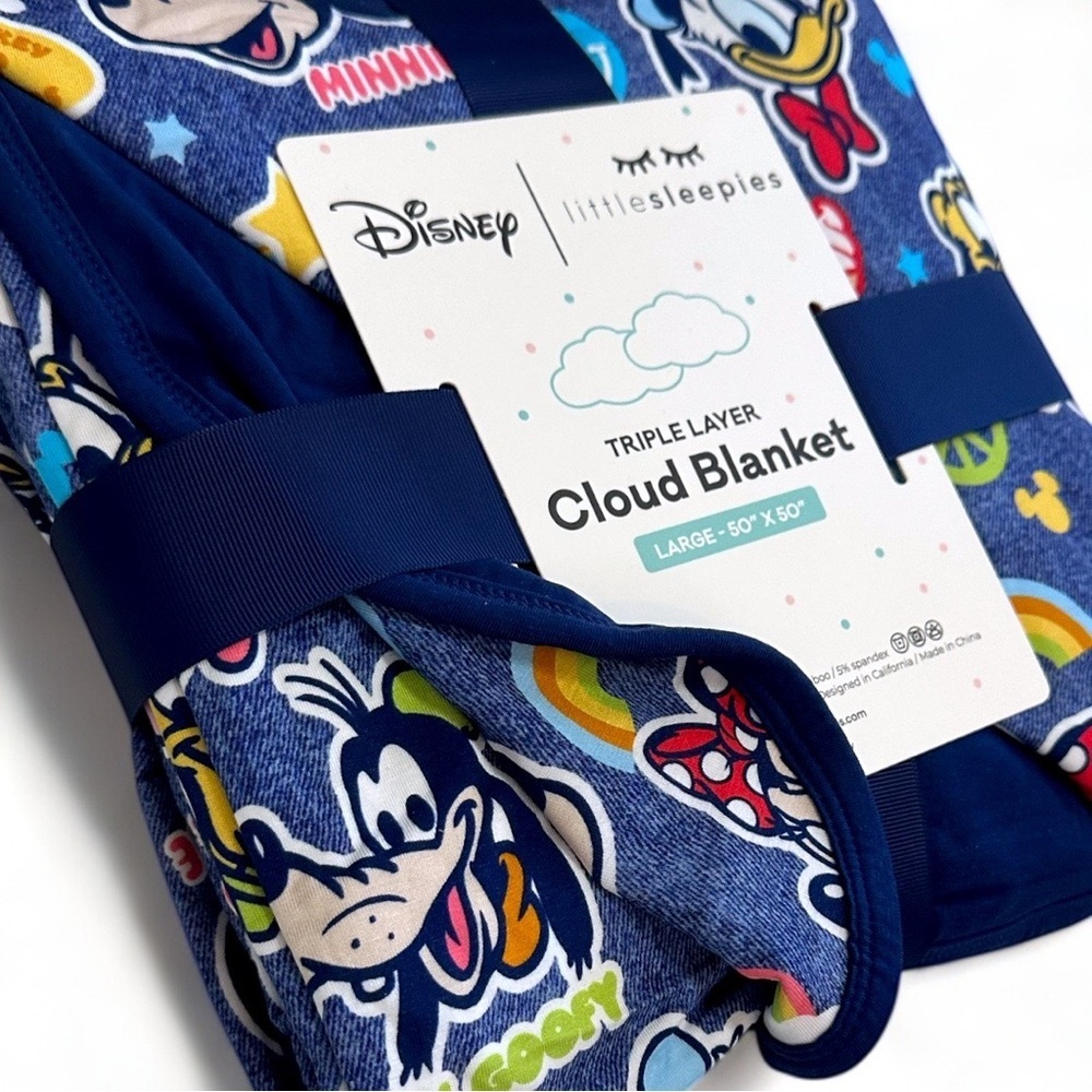New Disney Little Sleepies Triple Layer Cloud Blanket Mickey Minnie Goofy Donald